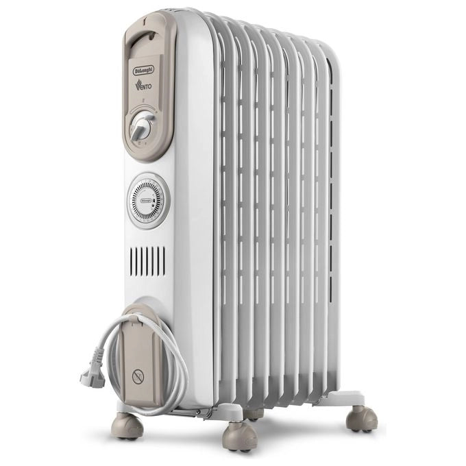 De'Longhi V550918T.WB Serie Vento Radiatore ad Olio 9 Elementi 1800W Timer Antigelo per ambienti fino a 54 m² colore Bianco