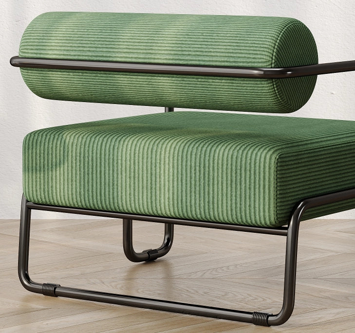 Poltrona Lounge Moderna ¨C MINIMAL ¨C Velluto a Coste, Struttura in Metallo Nero