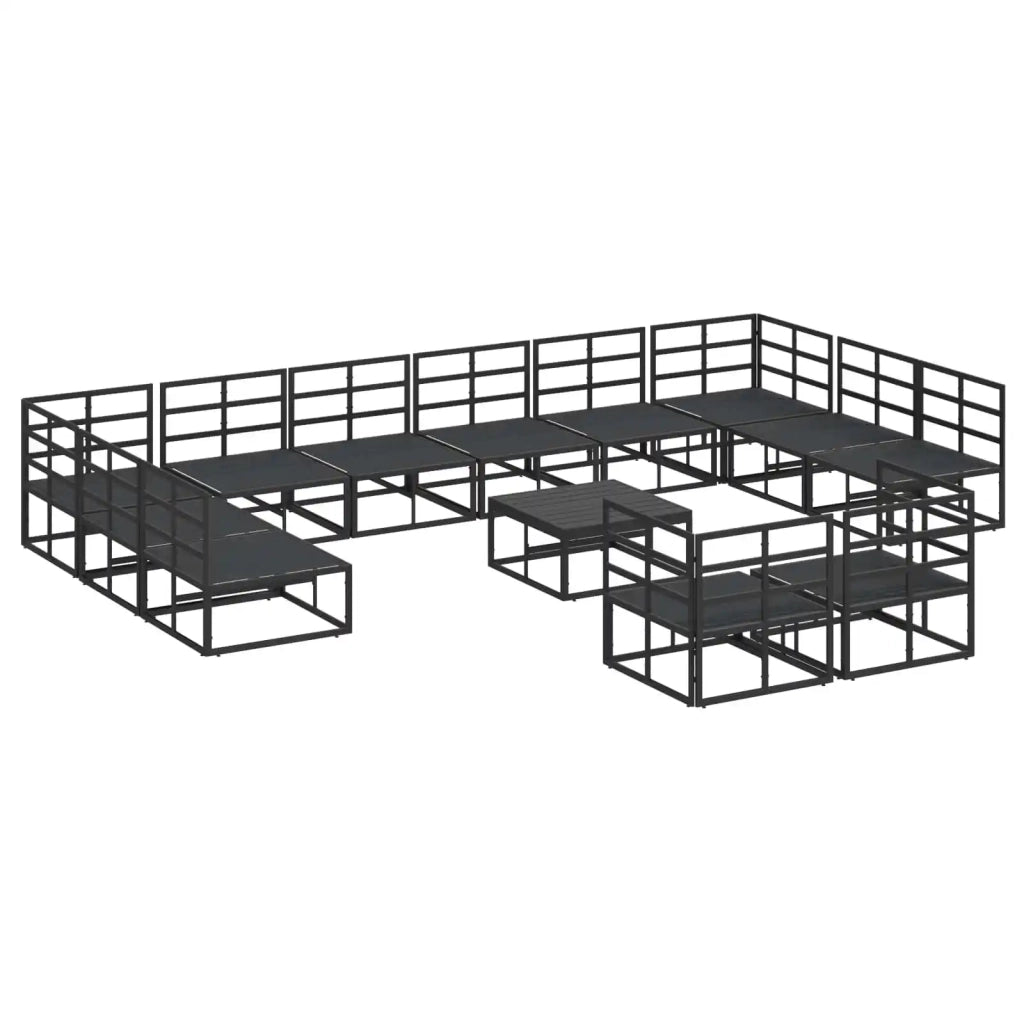 Set Divano da Giardino con cuscino 13 pcs Nero Alluminio 3378925