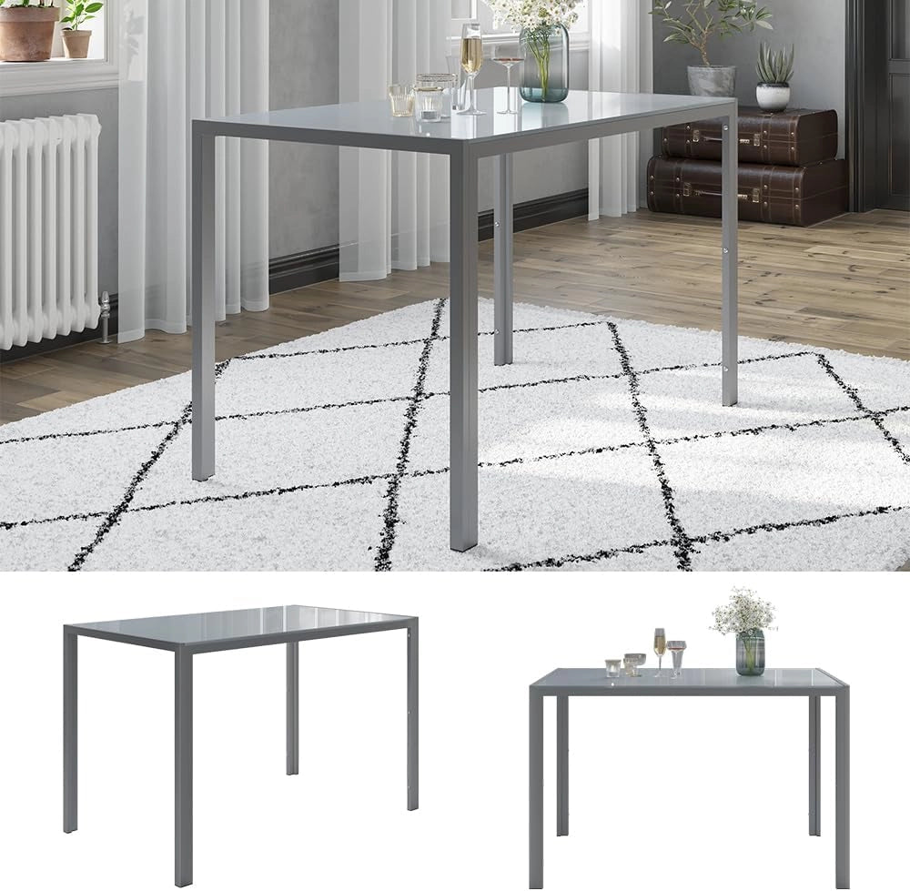 Tavolo da pranzo Grand, Grigio, 120 x 70 cm, per l’utilizzo come set da pranzo in cucina o sala da pranzo
