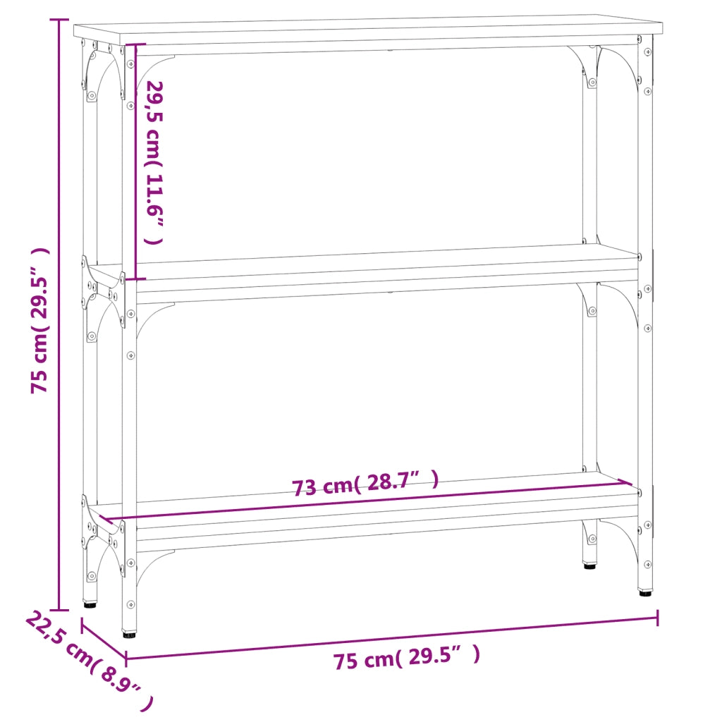 Tavolino Consolle-Tavolino da soggiorno-Tavolo Grigio Sonoma 75x22,5x75 cm Legno Multistrato 650679