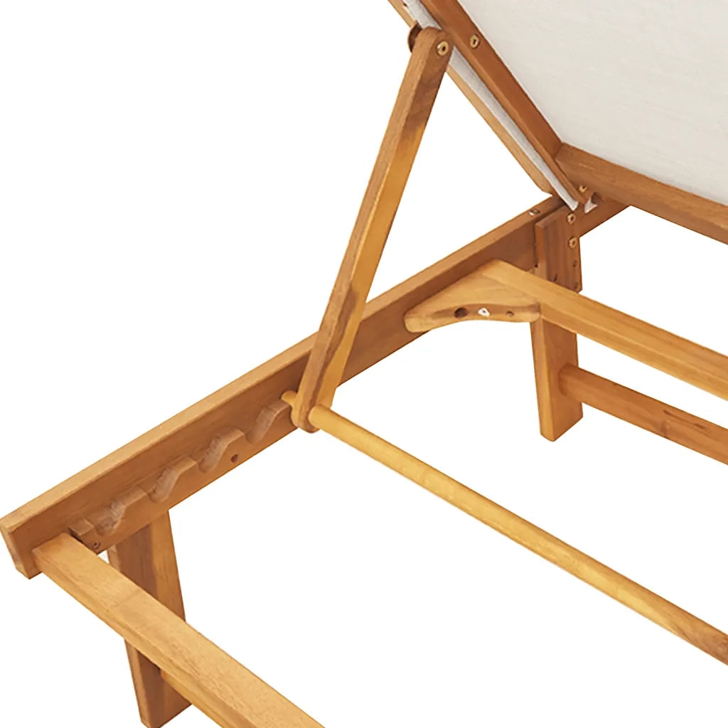 vidaXL Lettino Prendisole con Tavolo Grigio Massello Acacia Textilene