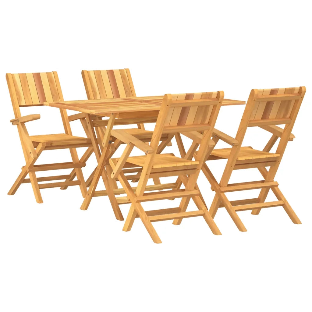 Set da Pranzo per Giardino 5 pz in Legno Massello di Teak