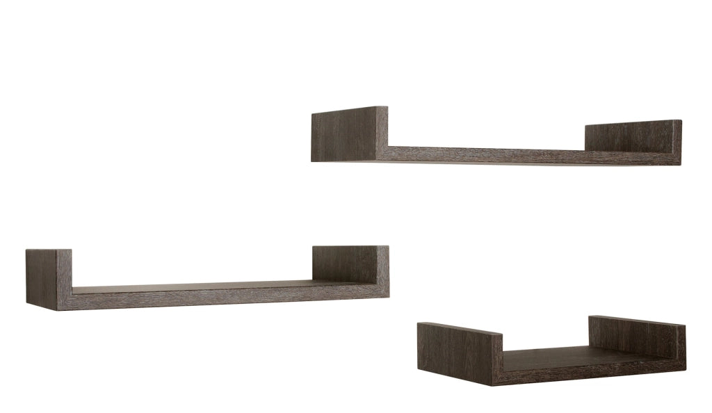 Set 3 Mensole da Parete 60-50-40x23,7x8 cm in Fibra di Legno Calamita Maxi  Rovere Scuro