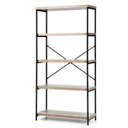 Libreria a 5 ripiani set da 1 spazio di archiviazione funzionale stile industriale metallo e legno grigio 20_0010750