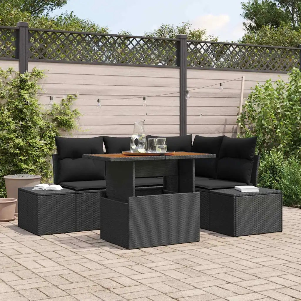 Set Divano da Giardino con archiviazione 5 pcs Nero Poly Rattan 3358697
