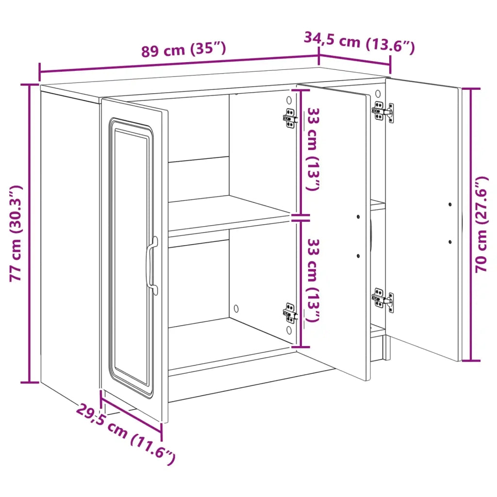 Credenza Bianco Lucido 89 x 34,5 x 77 cm Legno ingegnerizzato