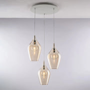 Lampadario Contemporaneo Ares Metallo Ambra 3 Luci E27