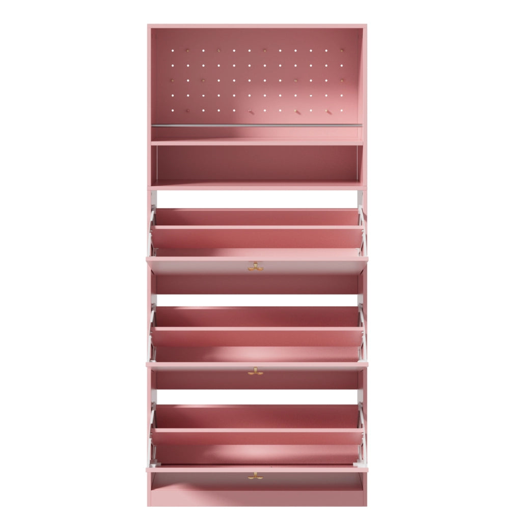 Scarpiera 80 x 24 x 178,5 cm in pannelli truciolari rosa per ingresso