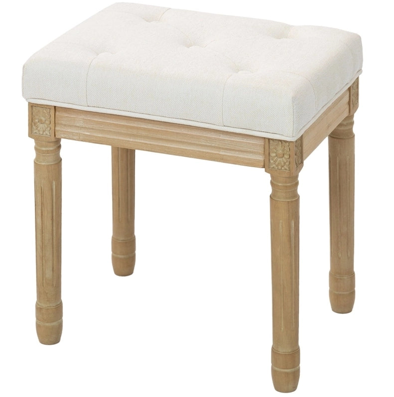 Sgabello imbottito 42x32x46;5 cm beige in poliestere; stile rustico