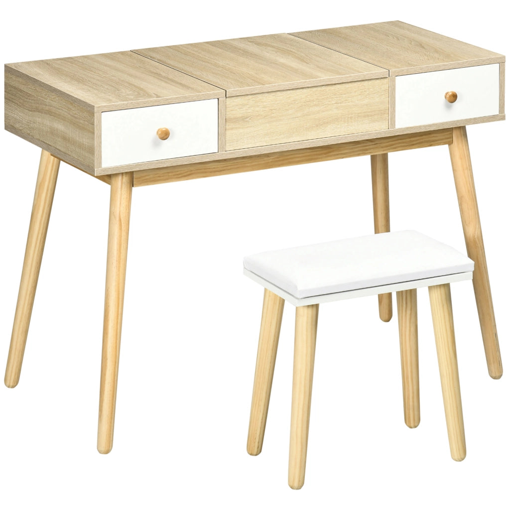 Scrivania con specchio ¨C Zephmum ¨C Bianco Naturale 100x45x118 cm