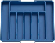 Organizzatore di Argenteria Zilverwerk, Cassetto Estensibile per Posate, Sostegno per Copricoppe e Posate, Cassetto Plastico Compattibile per Cucchiai, Forchette e Coltelli, Grande, Blu Scuro