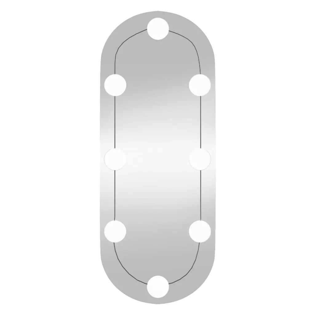 Specchio da Parete con Luci LED-Specchio a Muro-Specchio Decorativo 20x50 cm Vetro Ovale