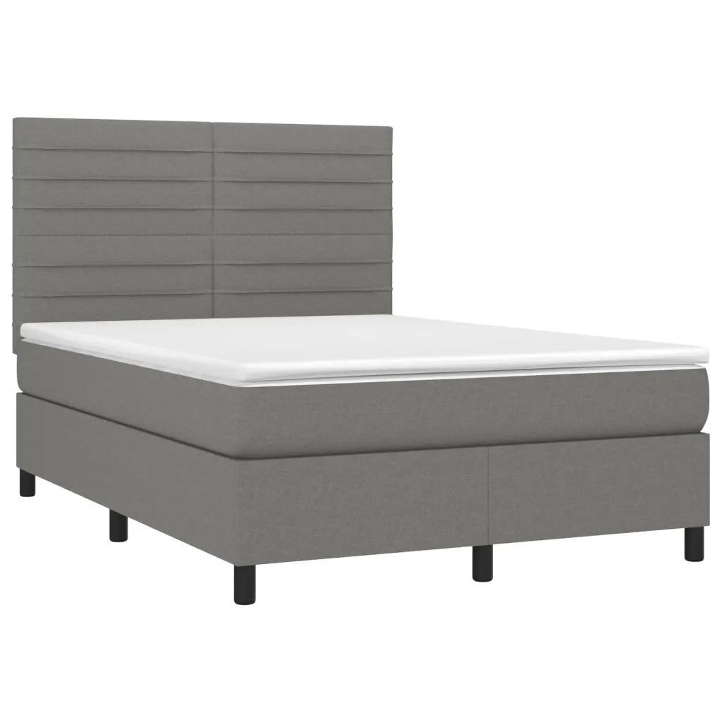 Giroletto a Molle con Materasso Grigio Scuro 140x200cm Tessuto