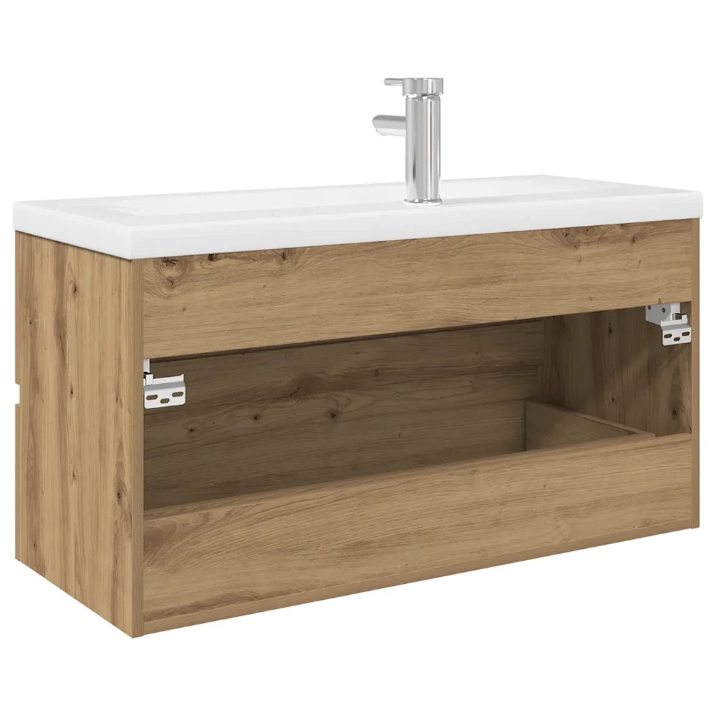 Mobile Bagno con Lavabo Integrato&Rubinetto Rovere Artigianale