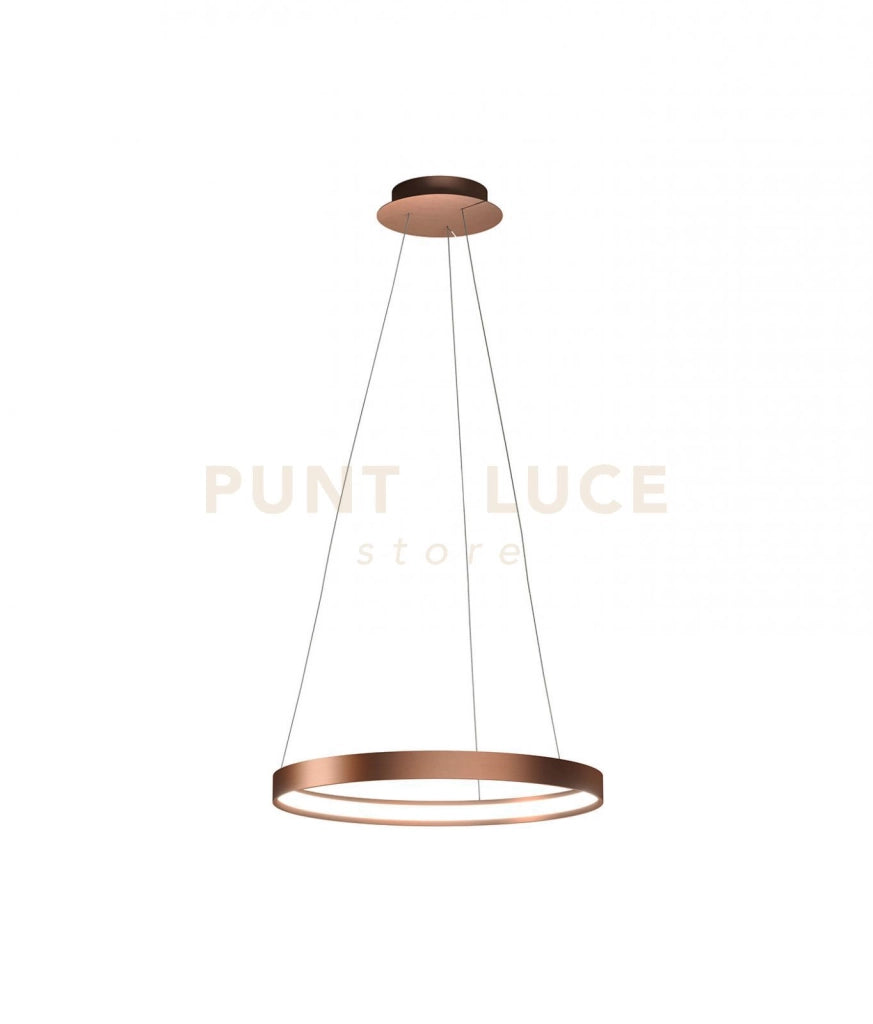 ANELLO LAMPADARIO A SOSPENSIONE RAME SPAZZOLATO DIAM.55cm 3000K 2965LM 33W DIMMERABILE