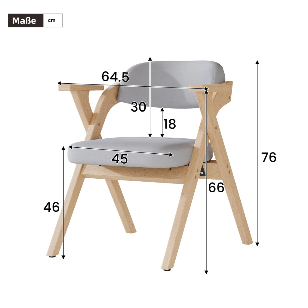 Sedie da Pranzo Pieghevoli in Legno Massello ¨C MINIMAL ¨C Tessuto Lino, Grigio, Set 2 Pezzi