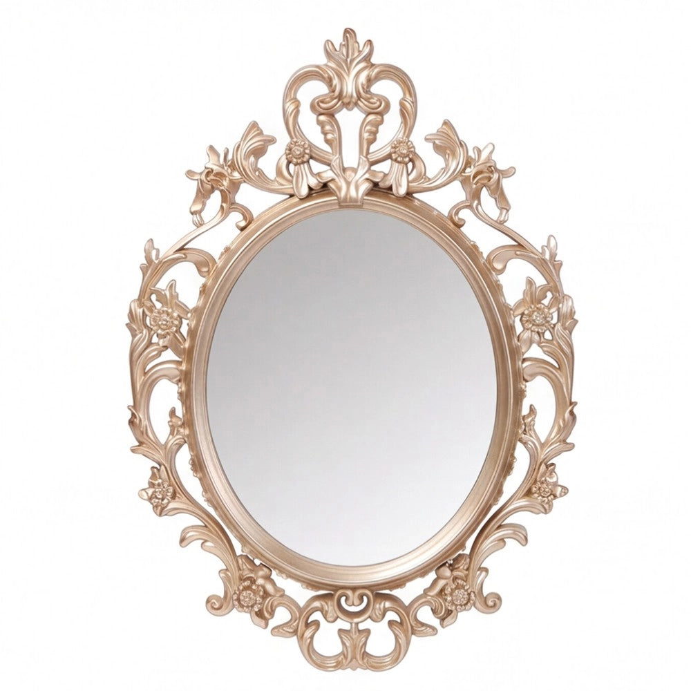 Specchio Decorativo Ovale MR5501 da Parete 36x53 cm con Cornice Barocca Gold