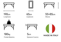 Lettino da Massaggio Fisioterapia Elettrico 4 Sezioni 190x65x55/85cm Benotti Ascot Bianco