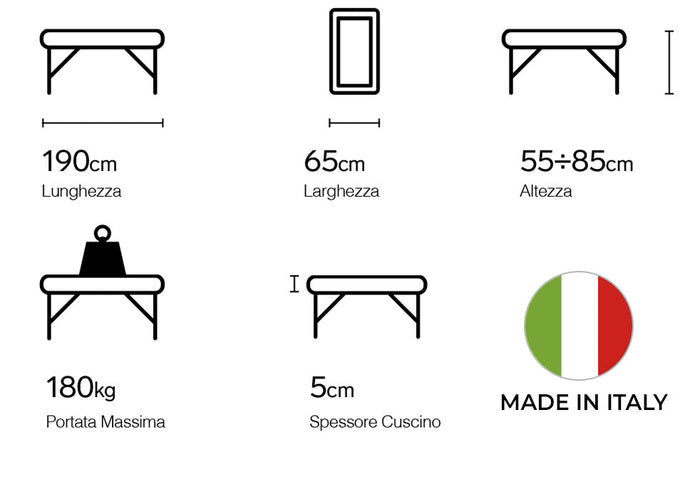 Lettino da Massaggio Fisioterapia Elettrico 4 Sezioni 190x65x55/85cm Benotti Ascot Bianco