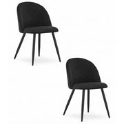 Set di 2 sedie Bello in velluto nero con gambe in metallo