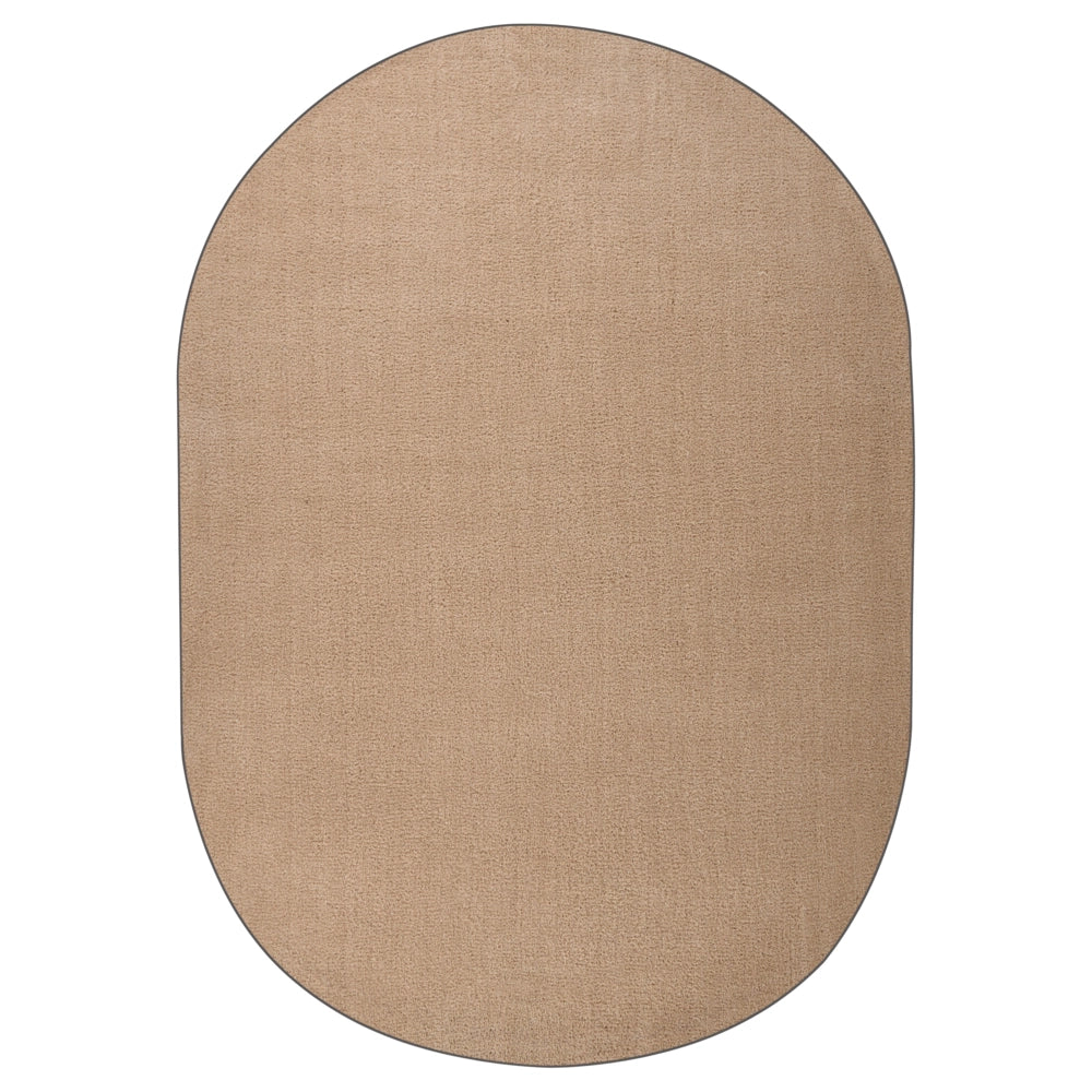 Tappeto in poliestere a pelo lungo tuftato a macchina, ovale 160 x 230 cm beige sabbia stile moderno