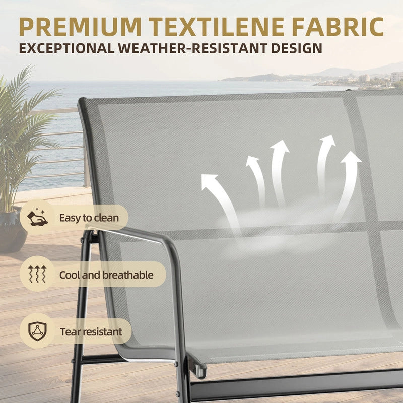 Set di mobili da giardino composto da 4 pezzi, set da bistrot con 2 sedie, 1 divano e 1 tavolino, mobili con struttura in metallo (grigio)