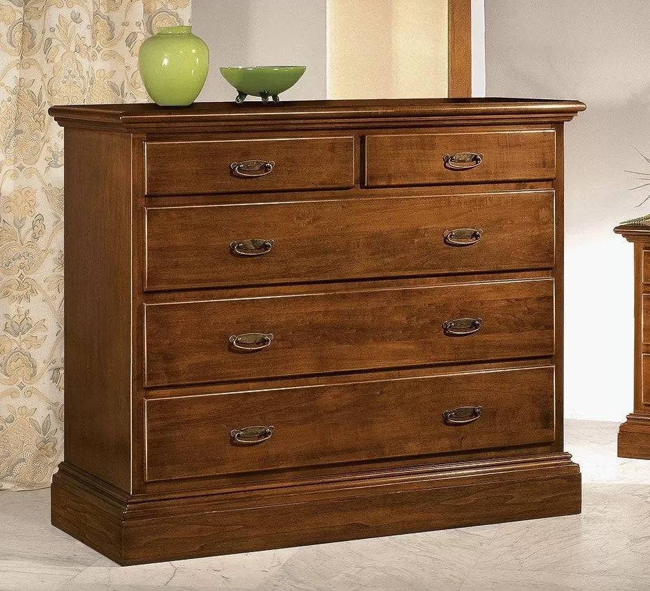 Gruppo 1 cassettiera 2 comodini legno arte povera tinta noce - Mobili 2G