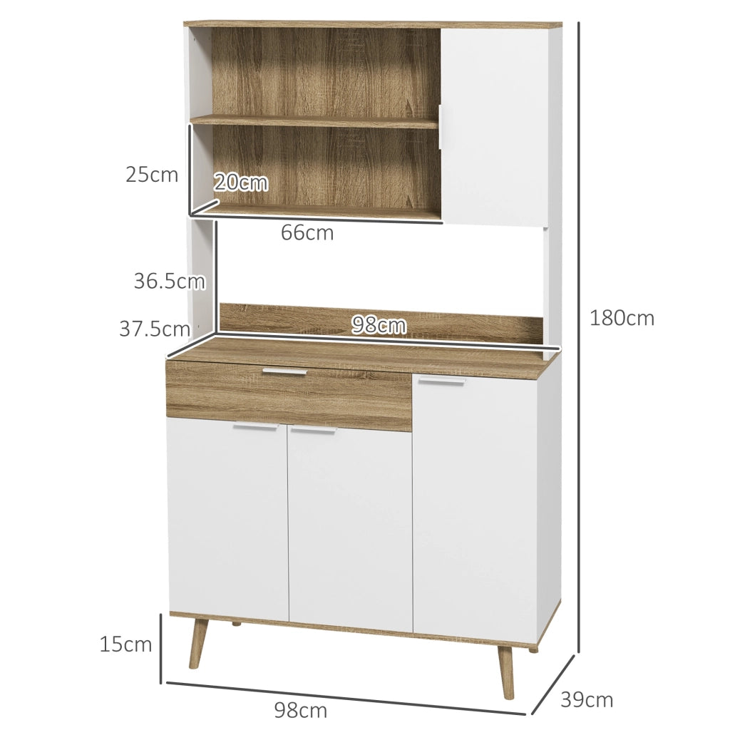 Credenza con Armadietti e Cassetto ¨C Zephmum ¨C Bianco e Legno 98x39x180