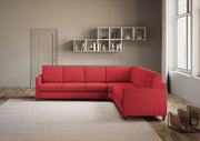 Divano karay 3 posti  (tre sedute da 60cm) + angolo + divano 3 posti (tre sedute da 60cm) misure esterne l.281x281 | rosso - Mobili 2G