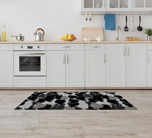 Tappeto Cucina Antiscivolo Made in Italy Passatoia Antimacchia Multiuso Corridoio Soggiorno Lavabile in Lavatrice - 50x150 - Face nero