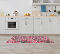 Tappeto Cucina Antiscivolo Made in Italy Passatoia Antimacchia Multiuso Corridoio Soggiorno Lavabile in Lavatrice - 50x550 - Esagoni rosa