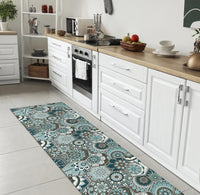 Tappeto Cucina Antiscivolo Made in Italy Passatoia Antimacchia Multiuso Corridoio Soggiorno Lavabile in Lavatrice - 50x300 - Esagoni ottanio