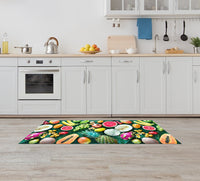 Tappeto Cucina Antiscivolo Made in Italy Passatoia Antimacchia Multiuso Corridoio Soggiorno Lavabile in Lavatrice - 50x300 - Frutta e foglie