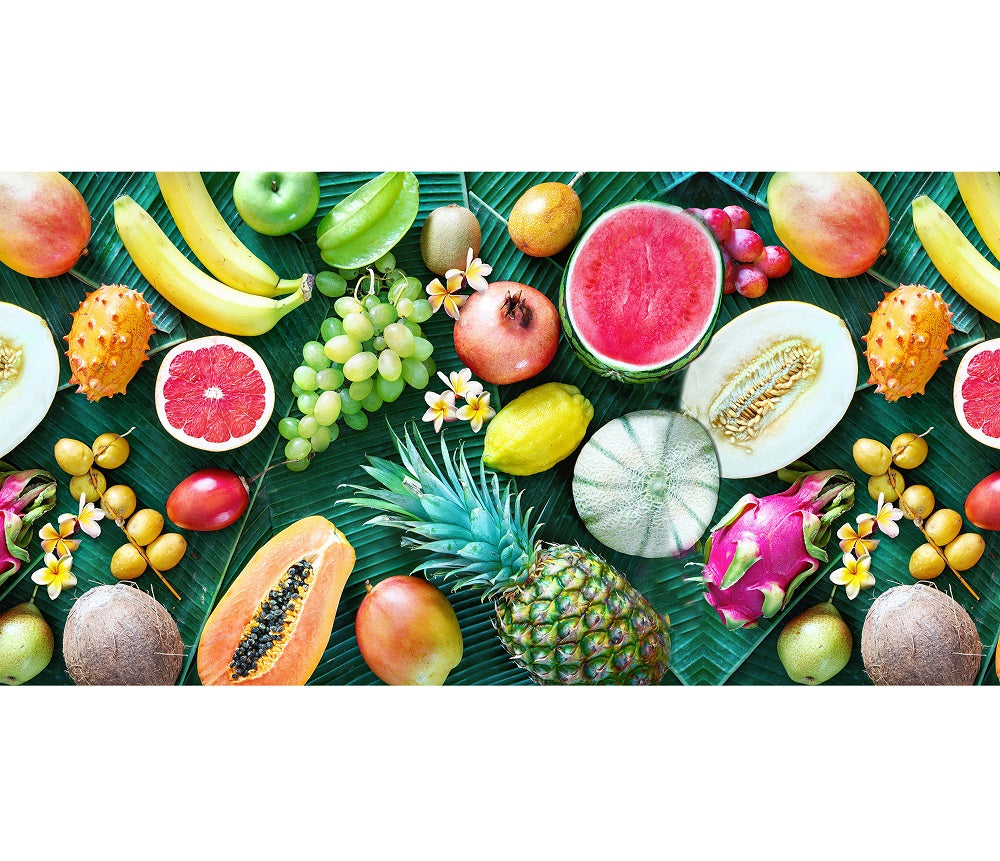 Tappeto Cucina Antiscivolo Made in Italy Passatoia Antimacchia Multiuso Corridoio Soggiorno Lavabile in Lavatrice - 50x300 - Frutta e foglie