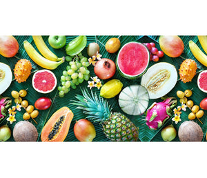 Tappeto Cucina Antiscivolo Made in Italy Passatoia Antimacchia Multiuso Corridoio Soggiorno Lavabile in Lavatrice - 50x550 - Frutta e foglie