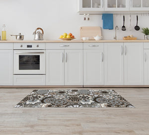 Tappeto Cucina Antiscivolo Made in Italy Passatoia Antimacchia Multiuso Corridoio Soggiorno Lavabile in Lavatrice - 50x550 - Esagoni Marroni