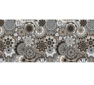 Tappeto Cucina Antiscivolo Made in Italy Passatoia Antimacchia Multiuso Corridoio Soggiorno Lavabile in Lavatrice - 50x350 - Esagoni Marroni