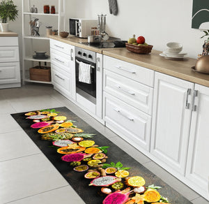 Tappeto Cucina Antiscivolo Made in Italy Passatoia Antimacchia Multiuso Corridoio Soggiorno Lavabile in Lavatrice - 50x500 - Frutta esotica