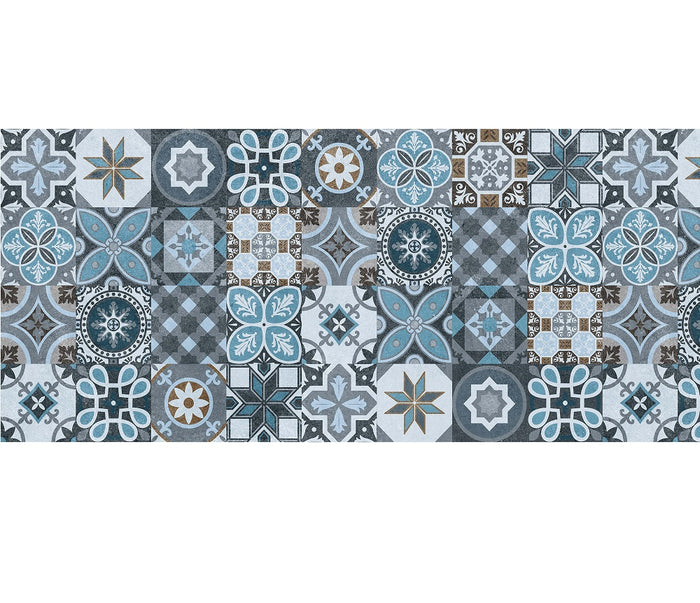 Tappeto Cucina Antiscivolo Made in Italy Passatoia Antimacchia Multiuso Corridoio Soggiorno Lavabile in Lavatrice - 50x150 - Mattonella Acqua