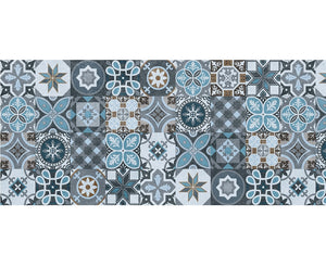 Tappeto Cucina Antiscivolo Made in Italy Passatoia Antimacchia Multiuso Corridoio Soggiorno Lavabile in Lavatrice - 50x400 - Mattonella Acqua