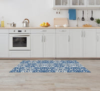 Tappeto Cucina Antiscivolo Made in Italy Passatoia Antimacchia Multiuso Corridoio Soggiorno Lavabile in Lavatrice - 50x500 - Mattonella blu