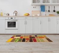 Tappeto Cucina Antiscivolo Made in Italy Passatoia Antimacchia Multiuso Corridoio Soggiorno Lavabile in Lavatrice - 50x550 - Riquadri di spezie