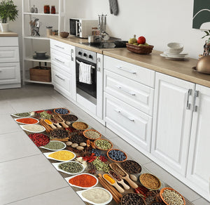 Tappeto Cucina Antiscivolo Made in Italy Passatoia Antimacchia Multiuso Corridoio Soggiorno Lavabile in Lavatrice - 50x200 - Spezie e semini