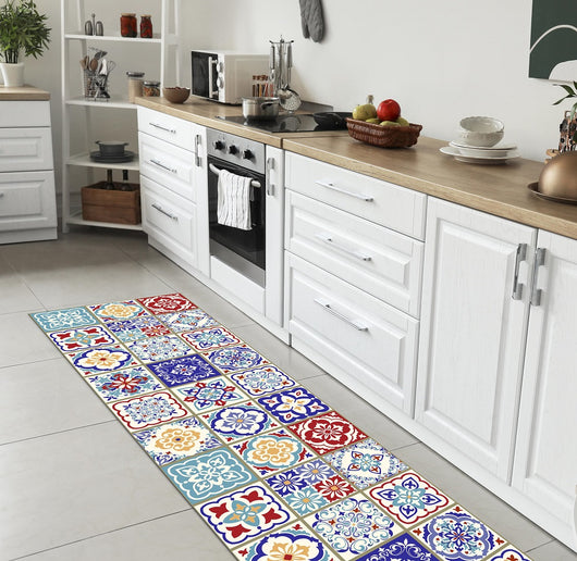 Tappeto Cucina Antiscivolo Made in Italy Passatoia Antimacchia Multiuso Corridoio Soggiorno Lavabile in Lavatrice - 50x550 - Mattonella