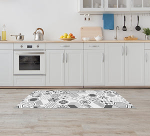 Tappeto Cucina Antiscivolo Made in Italy Passatoia Antimacchia Multiuso Corridoio Soggiorno Lavabile in Lavatrice - 50x600 - Mattonella grigia