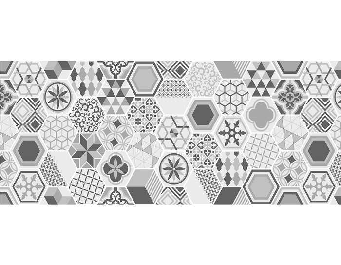 Tappeto Cucina Antiscivolo Made in Italy Passatoia Antimacchia Multiuso Corridoio Soggiorno Lavabile in Lavatrice - 50x150 - Mattonella grigia