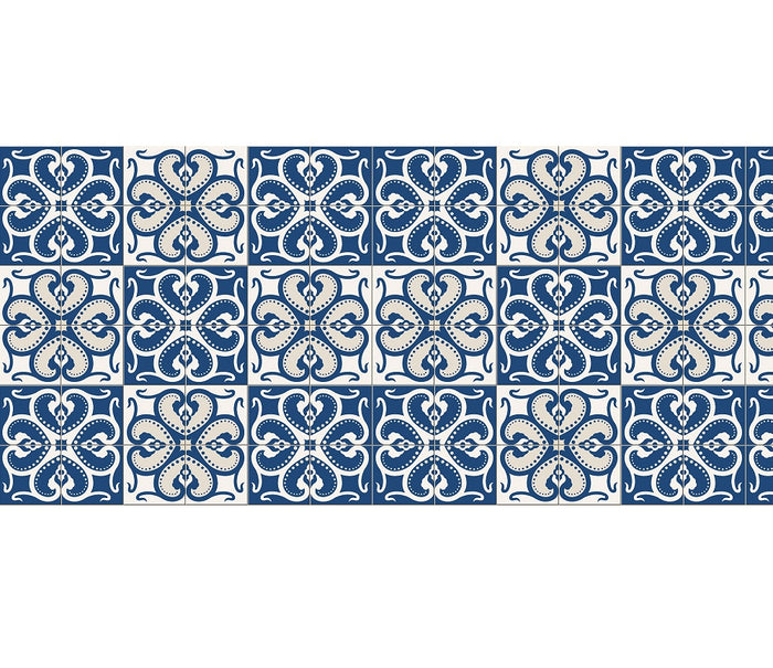 Tappeto Cucina Antiscivolo Made in Italy Passatoia Antimacchia Multiuso Corridoio Soggiorno Lavabile in Lavatrice - 50x150 - Mattonella blu