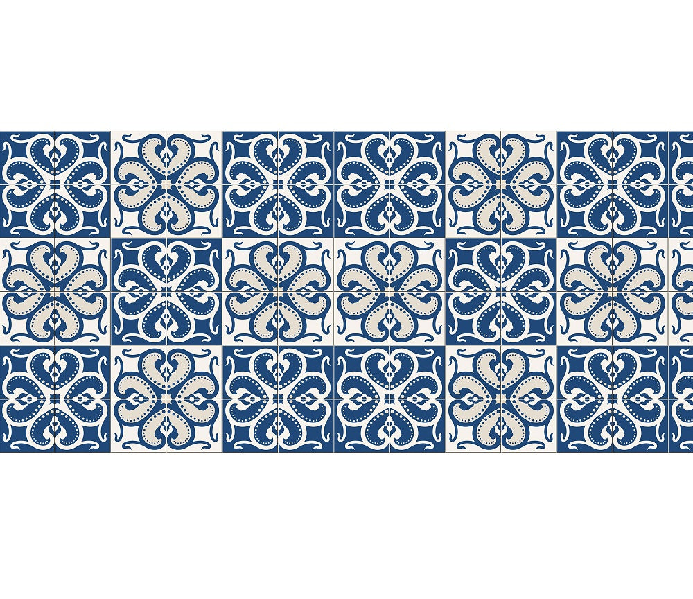 Tappeto Cucina Antiscivolo Made in Italy Passatoia Antimacchia Multiuso Corridoio Soggiorno Lavabile in Lavatrice - 50x500 - Mattonella blu