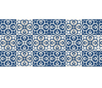 Tappeto Cucina Antiscivolo Made in Italy Passatoia Antimacchia Multiuso Corridoio Soggiorno Lavabile in Lavatrice - 50x500 - Mattonella blu